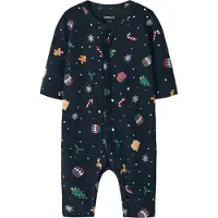 Name it Strampler "NBNVISMAS LS NIGHTSUIT" aus Baumwollmischung, mit elastischem Jersey, Langarm