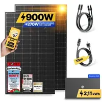 Solakon Balkonkraftwerk 900W/800W Solaranlage mit ONE Speicher Steckerfertig WIFI Komplettset Photovoltaik Anlage 800W, Kabellänge: 10m