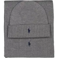 Ralph Lauren Set Schal und Mütze 710951146004 Dunkelgrau