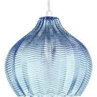 Beliani Hängeleuchte Blau Glas Glockenform 1-Flammig Runder Schirm Kugelform Pendelleuchte Retro-Design Schlaf- u. Wohnzimmer Ausstattung