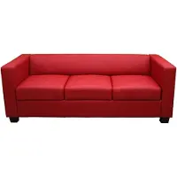Mendler 3er Sofa Lille, Kunstleder rot