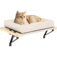 PawHut Heizungsliege, 50x36cm Katzen Katzenliege mit verstellbarer Halterung Creme