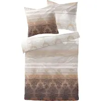 TRAUMSCHLAF Feinbiber Bettwäsche Aura beige 240x220 cm + 2x 80x80 cm