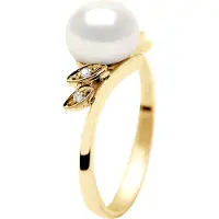 Diadema - Ring - Gelbgold - Echte Süßwasserperlen - Weiß