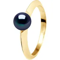 Diadema - Ring - Diamanten und Gelbgold - Echte Süßwasserperlen - Schwarzer Tahitian Style