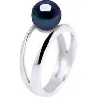 Diadema - Ring in Weißgold - Echte Süßwasserperlen - Schwarzer Tahitian Style