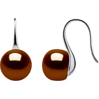 Diadema Ohrringe Haken Süßwasserperlen 9-10 mm Chocolate Buttons 925