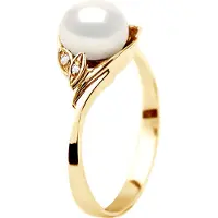 Diadema - Ring - Gelbgold - Echte Süßwasserperlen - Weiß