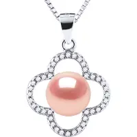 Diadema CLOVER Halskette Süßwasserperle 9-10 mm Rosa 925