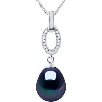 Diadema SHUTTLE Halskette Süßwasserperlen-Schmuck 9-10mm Schwarz 925