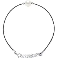 Diadema - Armband - Schwarzes Nylon - Weiße Süßwasserperle - Diamanten