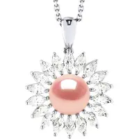 Diadema SUN Halskette Süßwasserperlenschmuck 8-9mm Rose 925