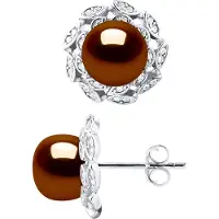 Diadema Ohrstecker FLOWER Perlen Süßwasser 8-9mm Chocolate Buttons Schmuck 925