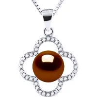 Diadema CLOVER Halskette Süßwasserperle 9-10 mm Chocolate 925
