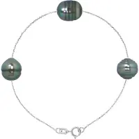 Diadema - Armband - 3 echte Tahiti-Perlen - Kabelkette Diamanten