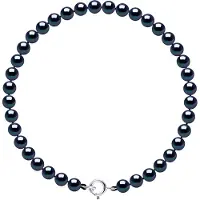 Diadema - Armband - Echte Süßwasserperlen - Schwarz - Weißgold