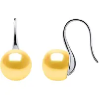 Diadema Ohrringe Haken Süßwasserperlen 9-10 mm Knöpfe Golden 925