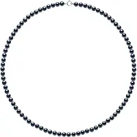 Diadema - Halskette - Echte Süßwasserperlen - Schwarz - Weißgold
