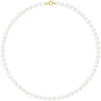 Diadema Collier Rang PRINCESSE Perles d'Eau Douce Rondes 7-8 mm Blanches Fermoir Prestige Or Jaune 18 Carats
