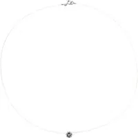 Diadema Collier Solitaire Oxyde de Zirconium Blanc 9 mm Nylon Transparent Argent 925