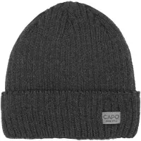 CAPO Strickmütze , Herren, Gr. S/M, grau (anthrazit), Rippstrick, Wolle, Mützen Strickmütze, mit Merinowolle, atmungsaktiver Tragekomfort, gefüttert