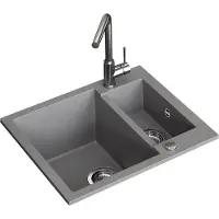 Bergström Spülbecken Prag Grau 58 x 50 cm mit 2 Spülen, Model 57780