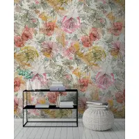A.S. Création Fototapete "Aquarell Dreams Blumen-Tapete Mustertapete Aquarellfarben Blumen" matt glatt Vliestapete Landhaus für Schlafzimmer Küche Wohnzimmer Blumen Design