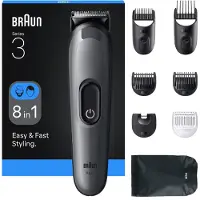 Braun AIO3540, Schwarz, Grau, 0,5 mm, 2,1 cm, Bart, Ohr, Augenbraue, Gesicht, Schnurrbart, Nase, Akku, 50 min