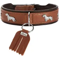 Hunter Teckel-Halsband München 32/XS, Rindsleder, Cognac/Schwarz