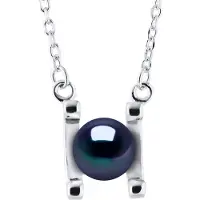 Diadema SYMBOL Halskette Süßwasserperle 7-8mm Schwarz 925