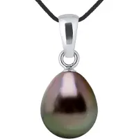 Diadema - Halskette - Liebesband - Schwarzes Nylon - Silber - Tahiti-Perle