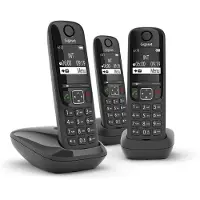 Gigaset AS690R TRIO, Analoges/DECT-Telefon, Kabelloses Mobilteil, Freisprecheinrichtung, 100 Eintragungen, Schwarz