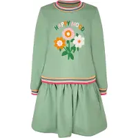 Happy girls Sweatkleid , Mädchen, Gr. 128, N-Gr, grün, Sweatware, Obermaterial: 100% Baumwolle, bedruckt, regular fit normal, Rundhals, Rippbündchen, Kleider Sweatkleid