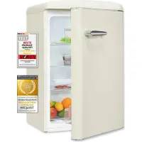 Exquisit Retro Vollraumkühlschrank RKS120-V-H-160E magnolienweiss | Nutzinhalt: 122 L | Ohne Gefrierfach