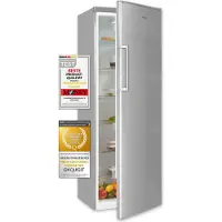 Exquisit Vollraumkühlschrank KS350-V-H-040D inoxlook | Nutzinhalt: 331 L | 6 Glasablagen | Türanschlag wechselbar | Ohne Gefrierfach