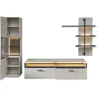 Wohn-Concept Como TV-/Wohnwand Holzwerkstoff/Granit Steinfurnier Sahara Creme lackiert