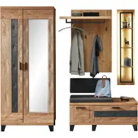 Wohn-Concept Persiko Garderoben-Kombination inkl. LED-Beleuchtung Wildeiche Massivholz