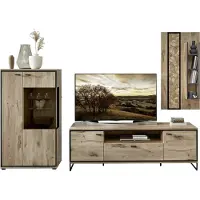 Wohn-Concept Ruben TV-/Wohnwand Holzwerkstoff/Metall Viking Oak/Schwarz