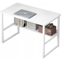 Rebiko Computertisch Loft Weiß für Jugendliche mit Regal Modern 100 cm