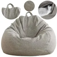 AD.CON Sitzsack mit ECO Füllung Puff Relax-Sessel Sitzkissen Bodenkissen Bean Bag 80x90x50cm 185L Hellgrau