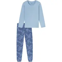 Schiesser Schlafanzug "Uncover Nightwear" 2 tlg. Baumwolle, Single Jersey-Qulität, langärmelig, bequem, atmungsaktiv