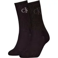Calvin Klein Socken JEANS "CKJ WOMEN SOCK 2P GLOSSY RIB", Damen, Gr. 39-42, schwarz, Materialmix, unifarben, elastisch, Socken Socken, mit Logostickerei