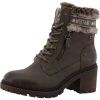 Mustang Shoes Winterstiefelette "Leila" Winterstiefel mit Kunstfellkragen und Blockabsatz