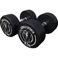 Gorilla Sports Kurzhanteln - 2er Set, 25 kg (2x12,5 kg), Gummi, Gusseisen Kern, rutschfeste, gerändelte Griffe, Schwarz - Rundhanteln, Gewichte, Hantelset, Kurzhantelset, Dumbbells