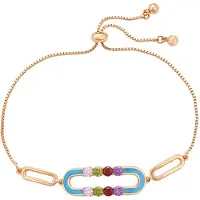 Faina Women Box Chain Bracelet With Rhinestones in Rose Gold Multicolor | Gr.: onesize