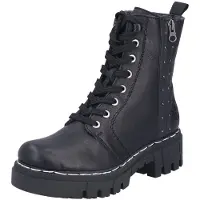 Rieker Damen Stiefelette Biker Boot mit Nieten Plateau und Blockabsatz 74044, Größe:42 EU, Farbe:Schwarz