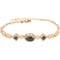 Faina Women Crystal Studded Chain Link Bracelet in Rose Gold Black | Gr.: onesize