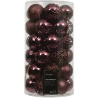 Décoris Weihnachtskugeln Kunststoff d6 cm maroon 37 Stk. (rood)