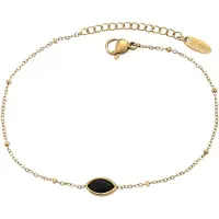 Faina Women Chain Station Bracelet With Beads in Gold Black | Gr.: onesize