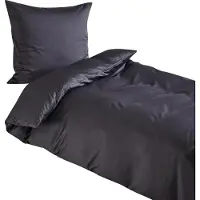 TRAUMSCHLAF Uni Mako-Satin Bettwäsche 200x200 cm + 2x 80x80 cm schwarz